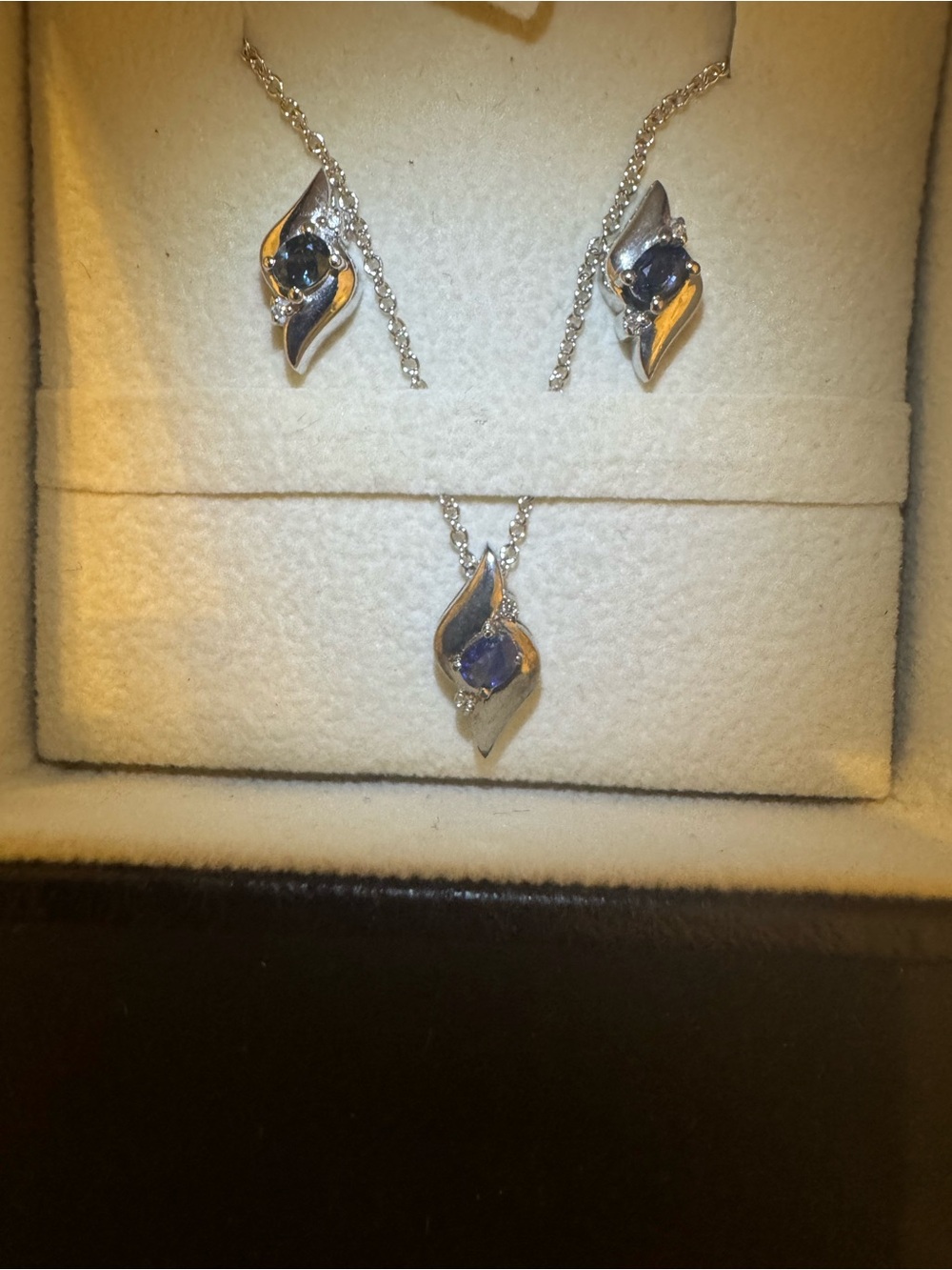 Sterling Silver Necklace with Sapphire Gemstone Pendant